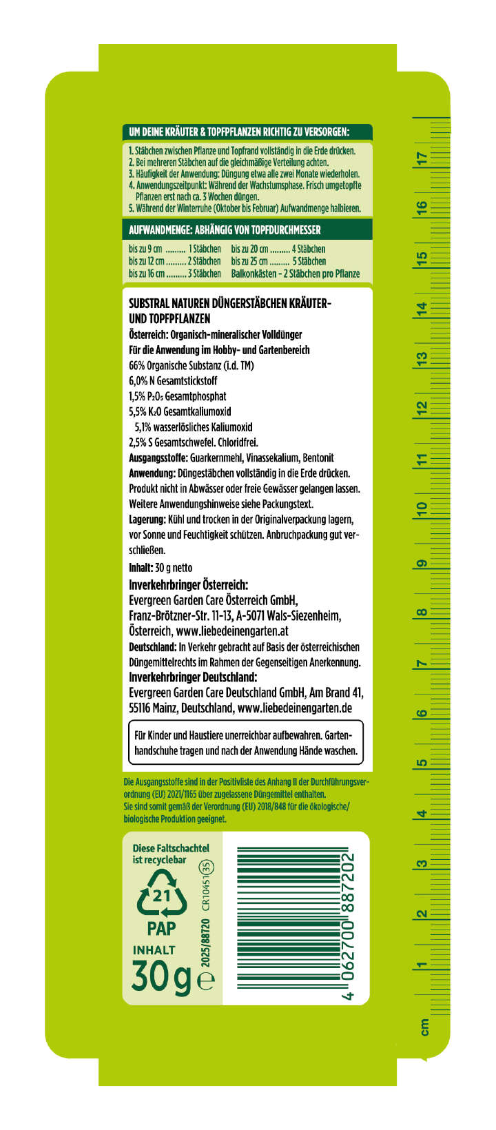 SUBSTRAL Naturen Düngerstäbchen Kräuter und Topfpflanzen